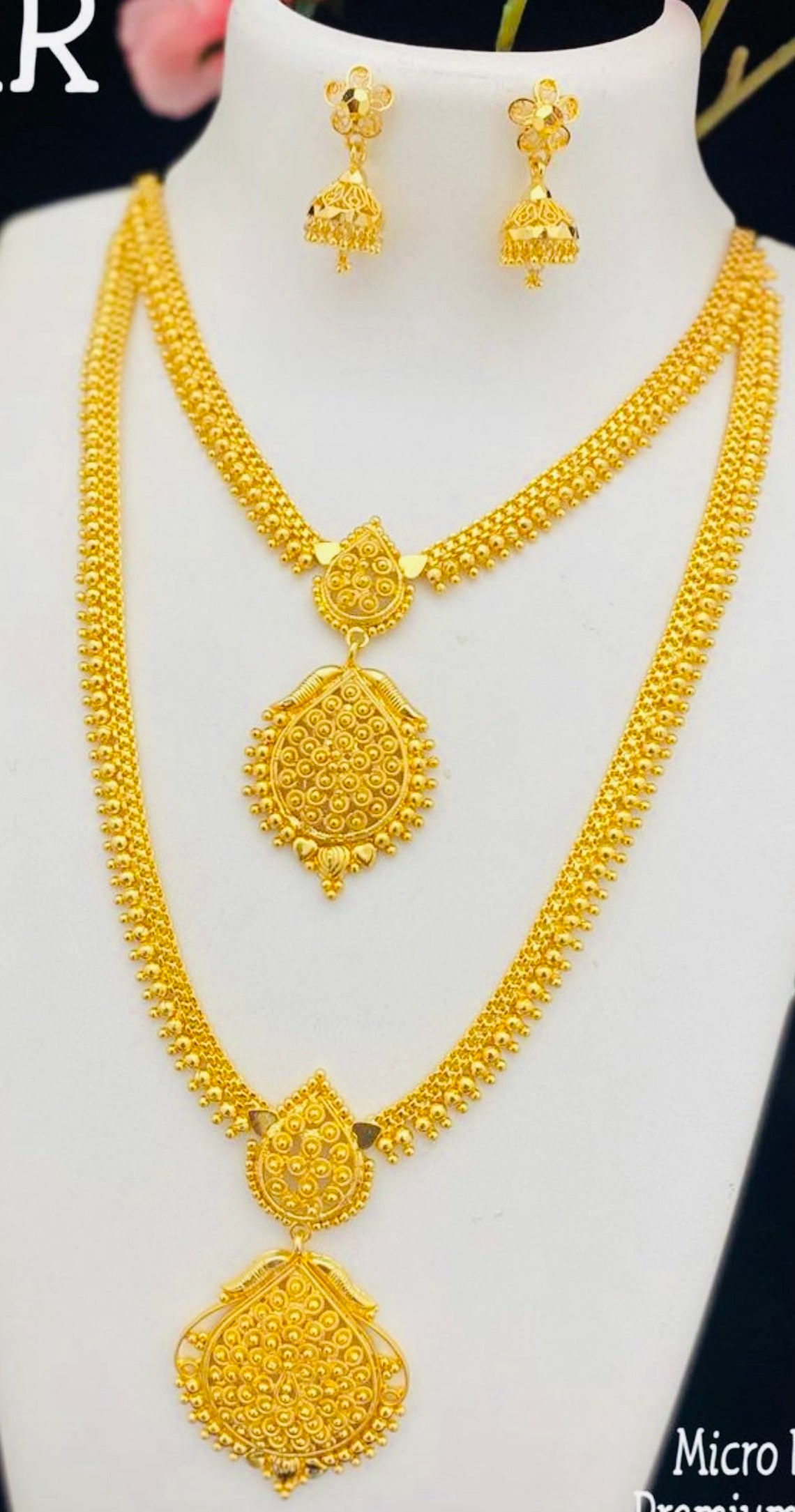 SALE 22ct gold plated Asian long / short necklace set | Etsy