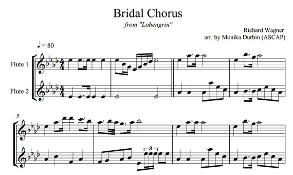 Wedding Music For Two Flutes Pdf Etsy