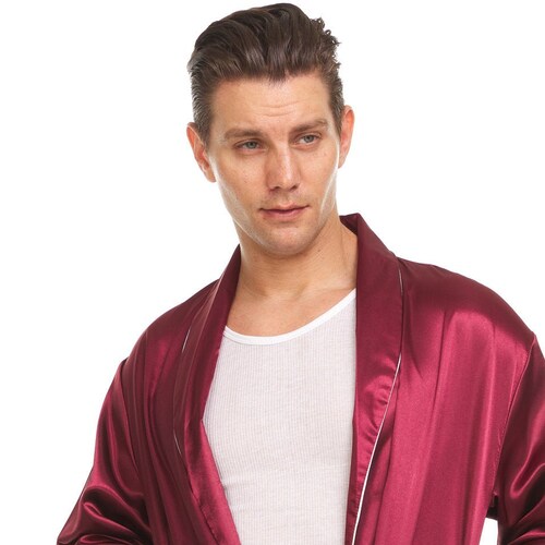 Mens Embroidered Satin Robe Monogrammed Mens Robe Calf Etsy