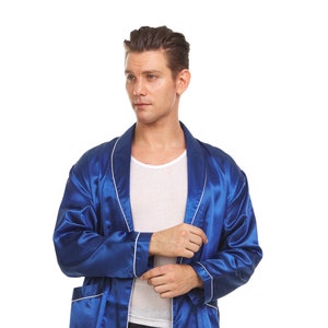 Bata De Satén De Seda Para Hombre - Azul
