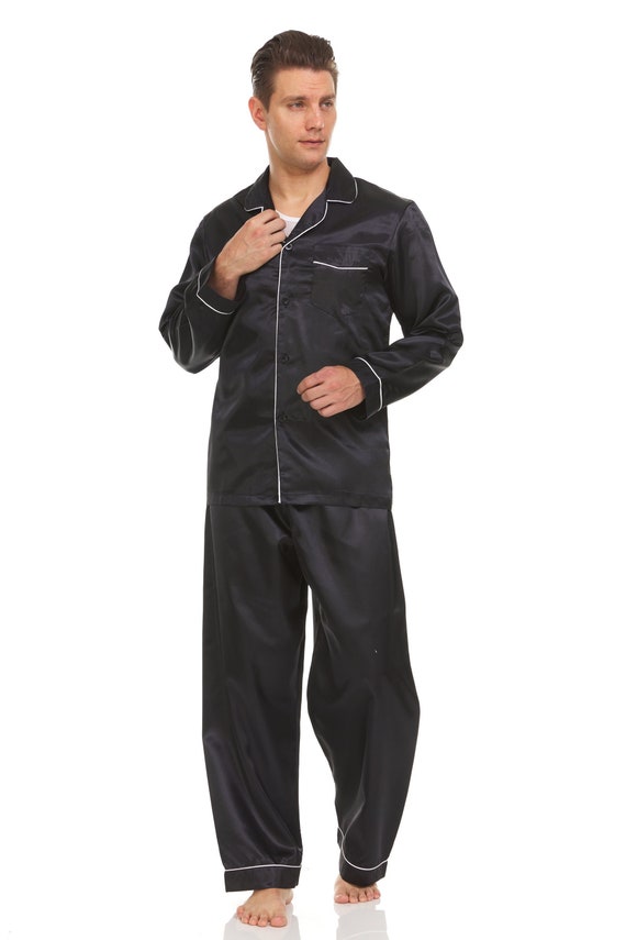 a pesar de distorsionar implicar Pijama de satén de seda para hombre Conjunto de pijama - Etsy México