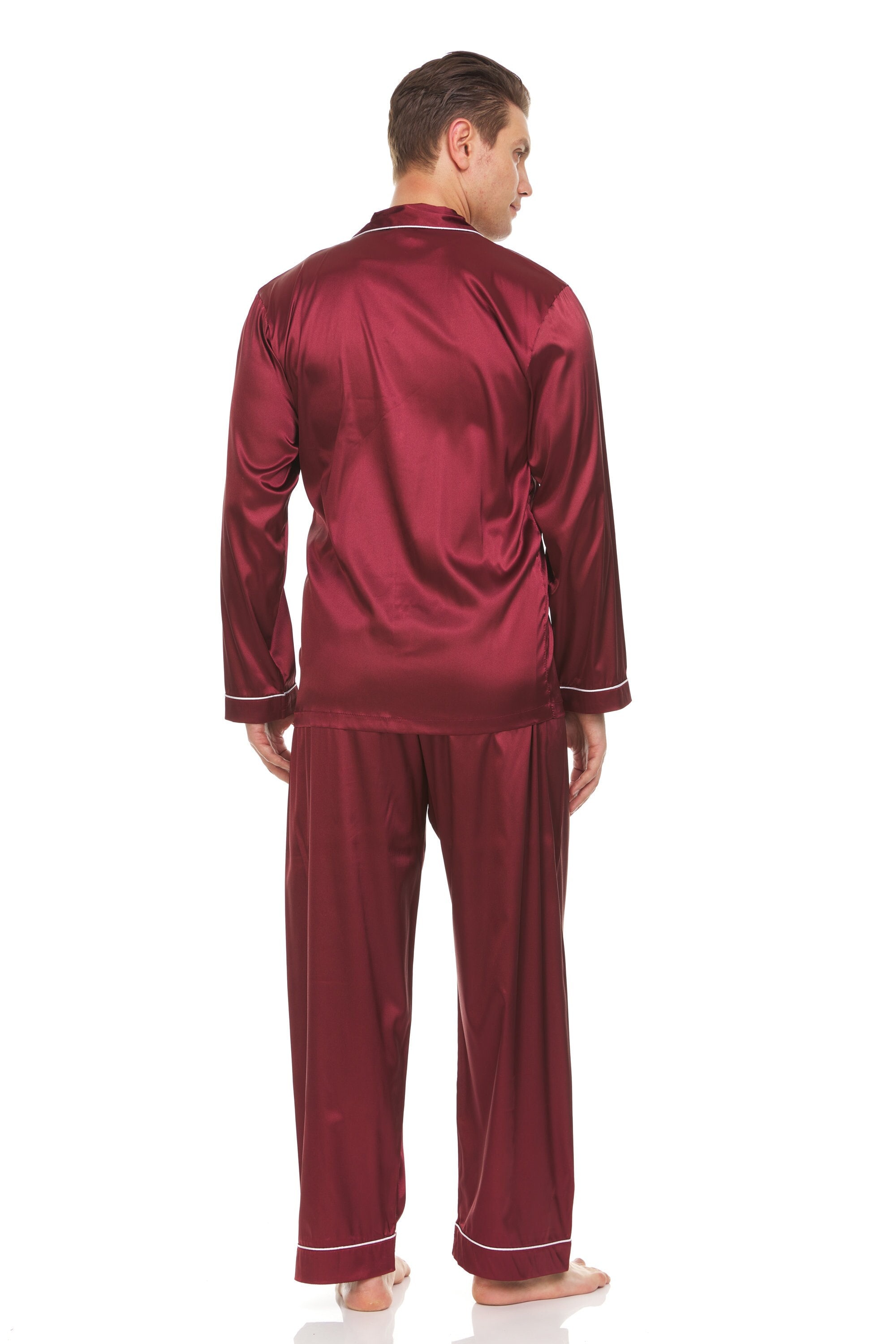 SWOMOG Conjunto De Pijamas De Seda De Satén Para