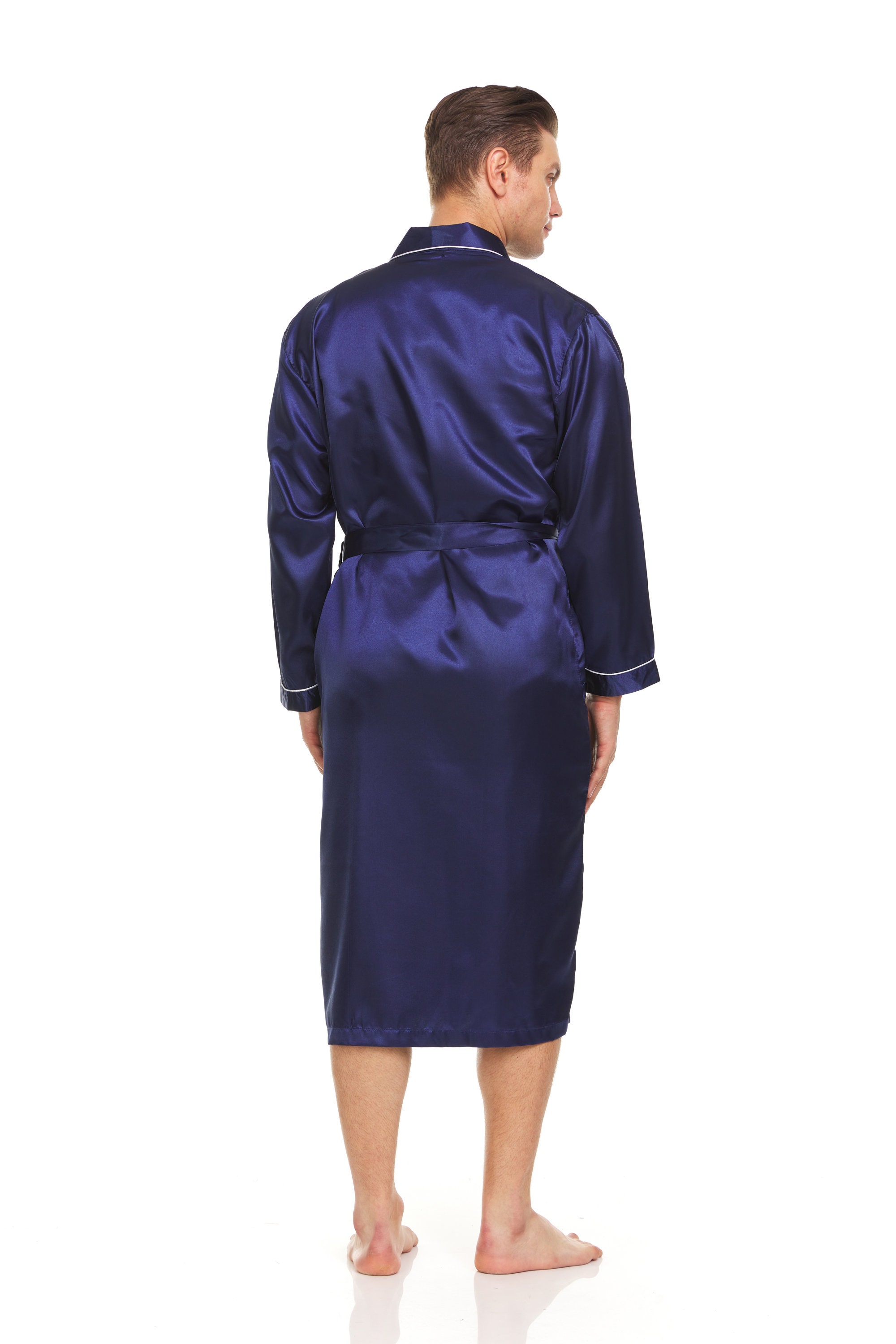 Mens Silk Satin Robe NAVY BLUE Etsy