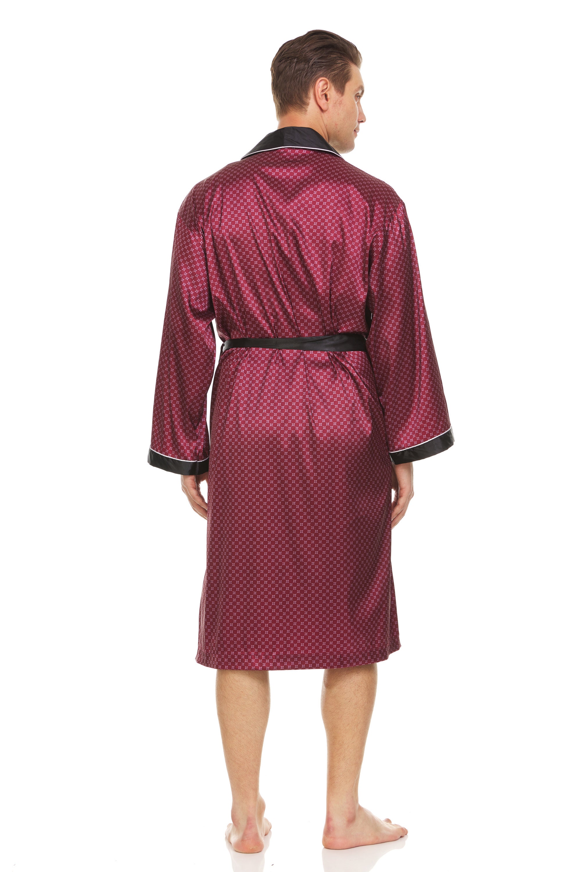 Checker Robe Mens Silk Satin Robe - Burgundy - Black Checker - Etsy