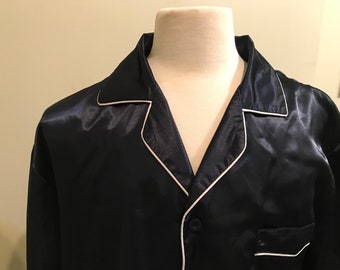 navy satin pajama set