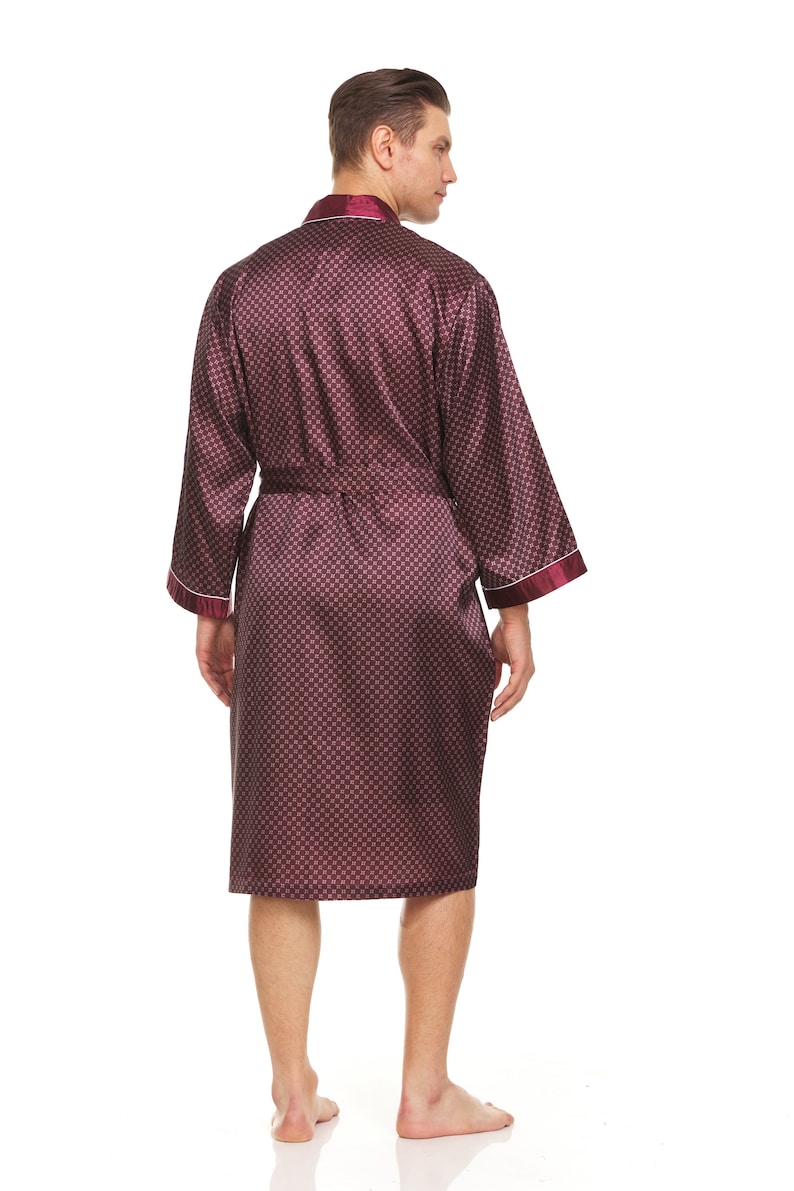 Checker Robe Mens Silk Satin Robe - Burgundy Checker - Etsy