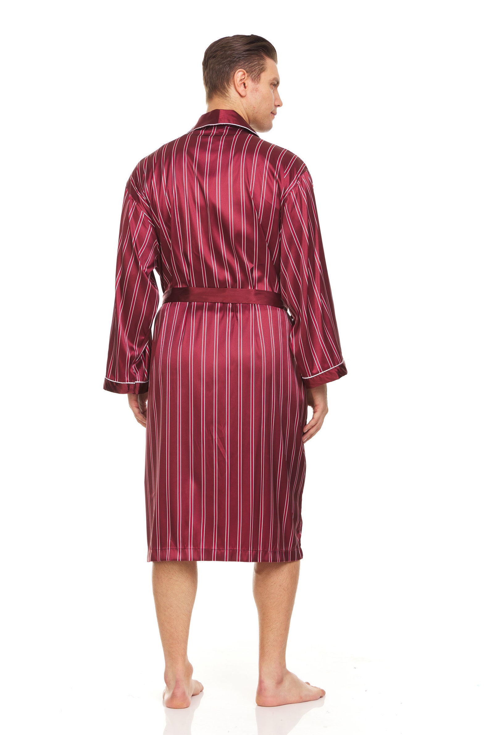 mens burgundy silk robe