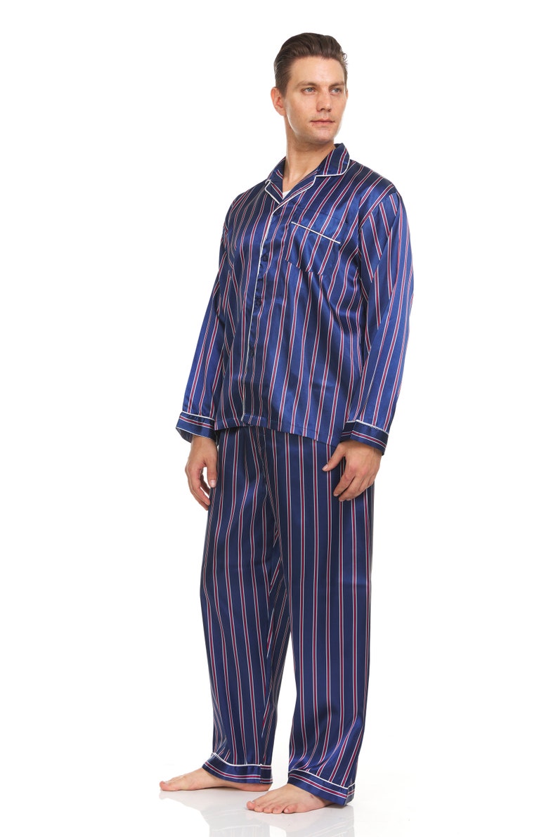 Mens Silk Satin Pajamas PJ Set Top and Bottom Royal Blue - Etsy