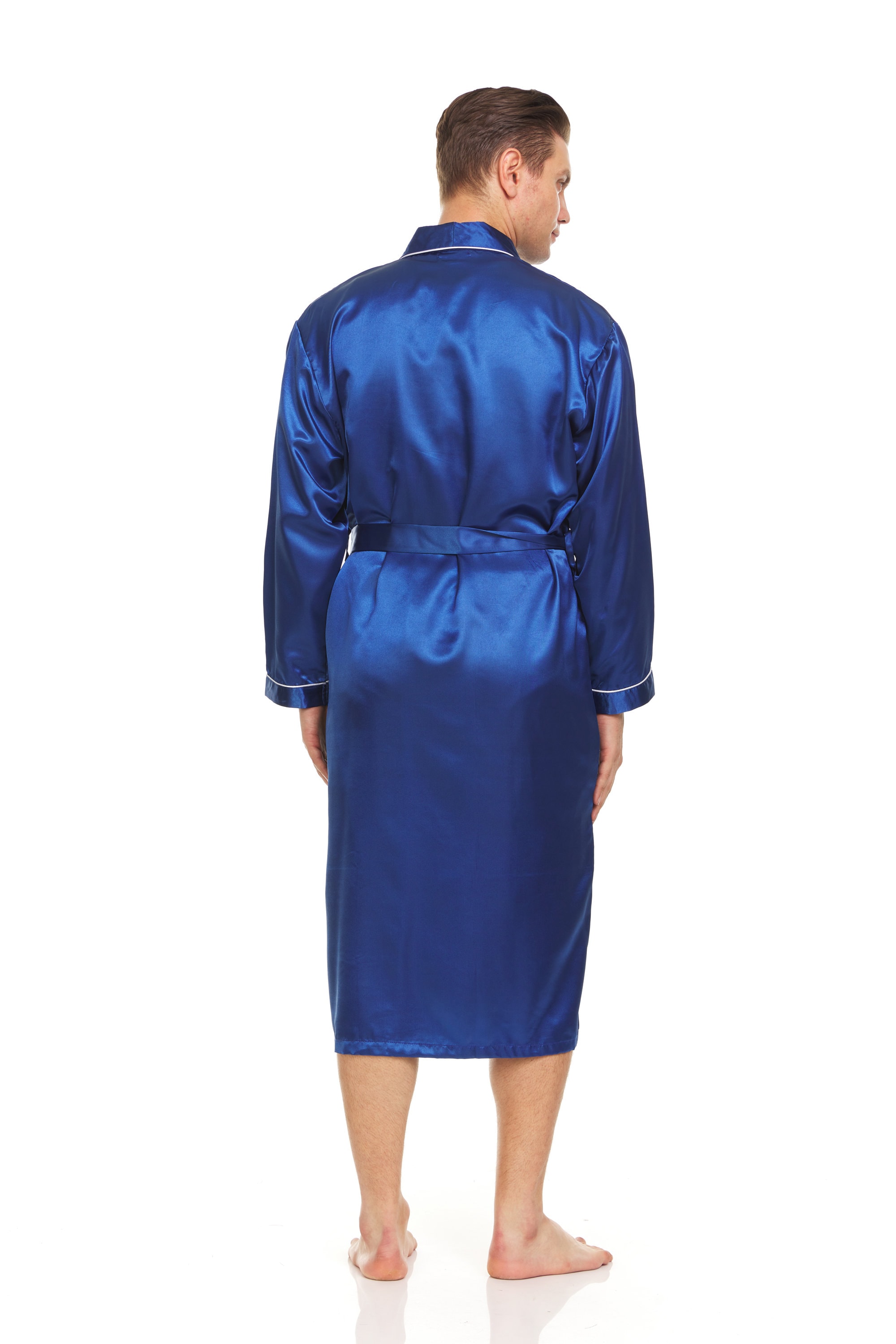 Mens Silk Satin Robe Blue Etsy UK