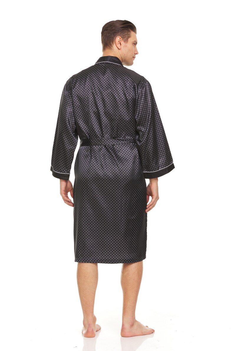 Checker Robe Mens Silk Satin Robe - Black Checker - Etsy