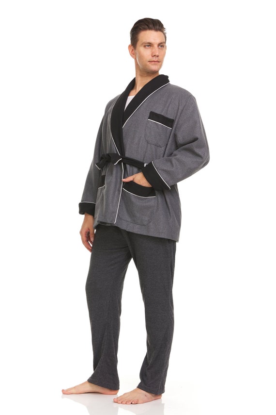 Mens Smoking Jacket  Wool - Grey / Black   ( Hand Made )