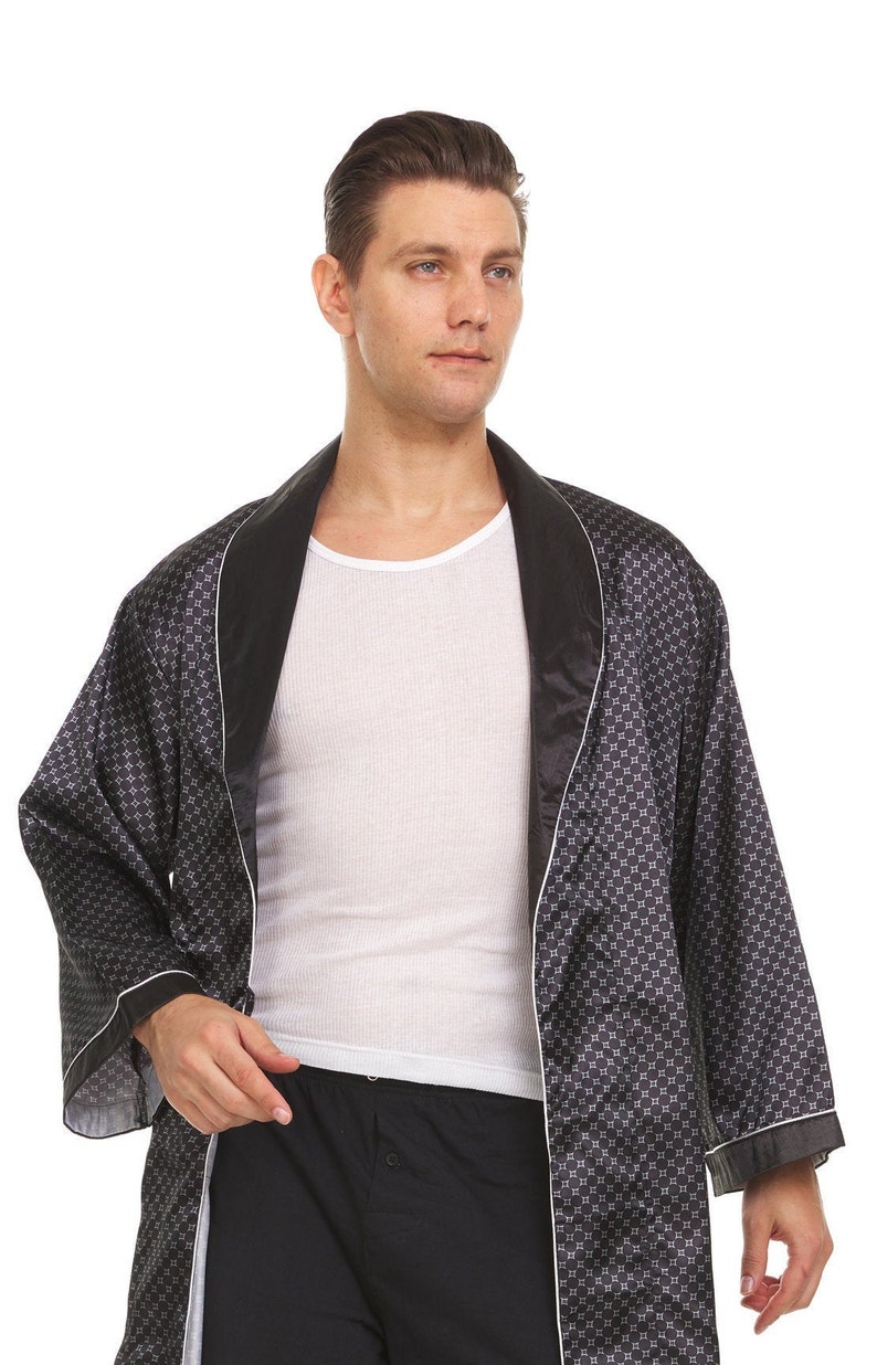 Checker Robe Mens Silk Satin Robe - Black Checker - Etsy