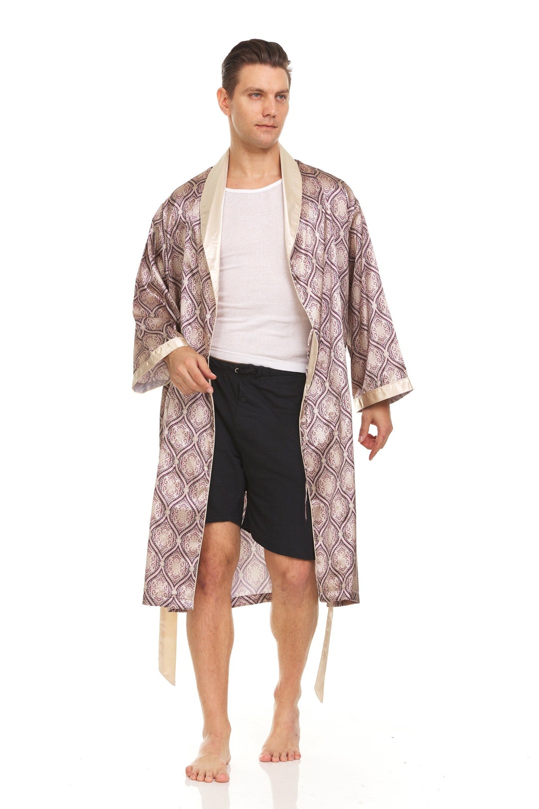 Mens Silk Satin Robe - Gold Diamond ( Hand Made ) - Etsy