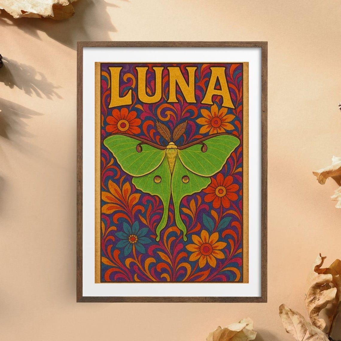 Luna Moth Poster Print | Home Decor | Vintage Style Art | Retro Boho ...