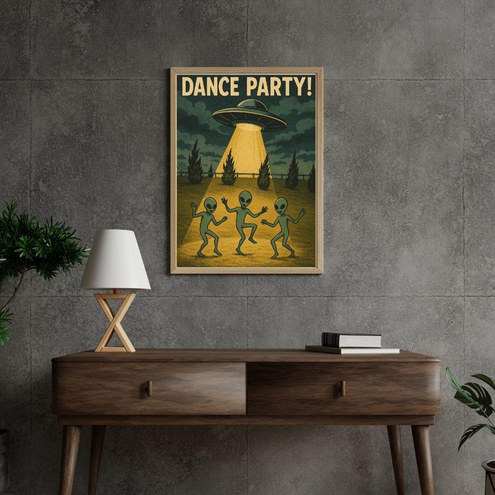 Alien Rave Poster Alien Dance Party | Vintage Sci-fi Poster| Home Decor | Vintage Style ...
