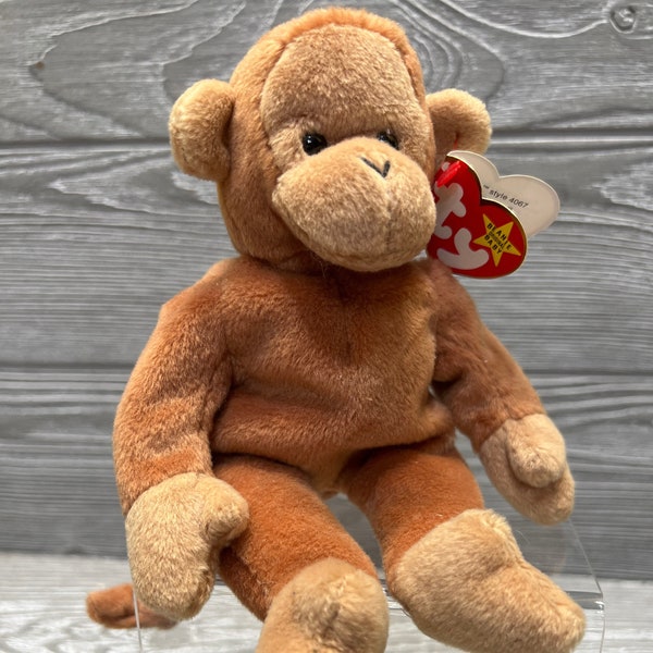 NWT Vintage Ty Beanie Baby Bongo Brown Monkey, Plush, Stuffed Animals