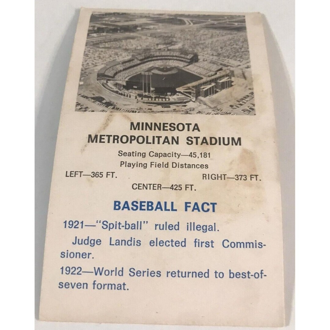 1969 Fleer Stadium Card Minnesota Metropolitan Stadium MLB Baseball - Etsy