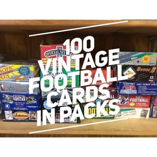 100 Vintage Football Cards in Factory Sealed Packs, Vintage NFL