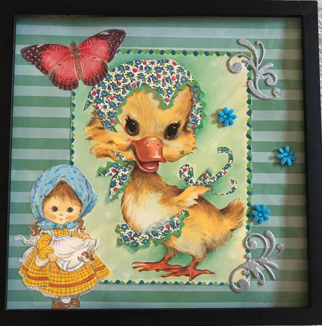 Vintage Nursery Duck Picture: Handmade Collage, Framed Wall Decor - Etsy