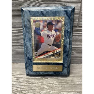 Nolan Ryan Baseball Card on Wooden Wall Plaque Texas Rangers 5” X 7” READ