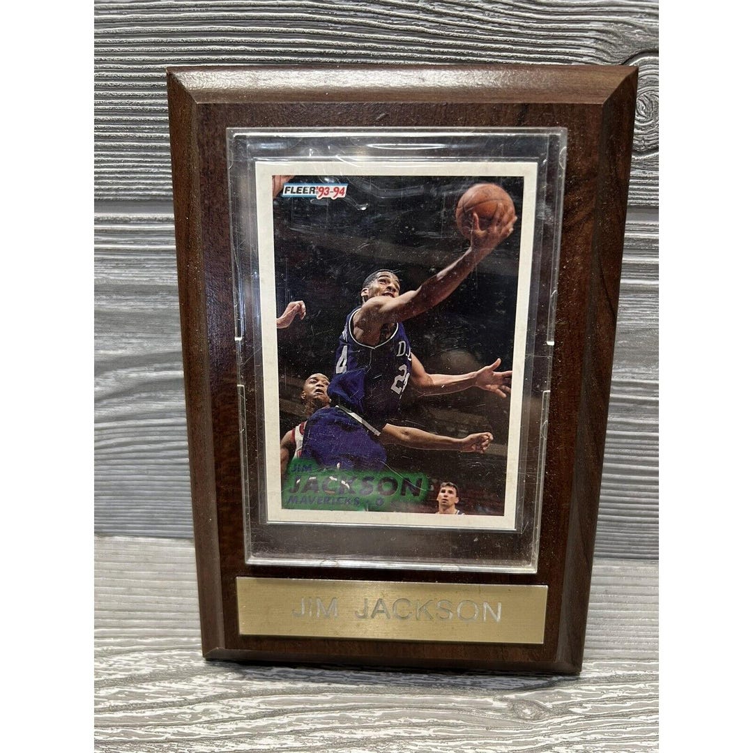 Jim Jackson Rookie Card Jim Jackson Basketball Card on Wooden Wall Plaque 4.5” X 6.5” Dallas ...