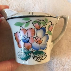 Vintage Lusterware Floral Pitcher or Creamer, 3” Tall, Made in Japan