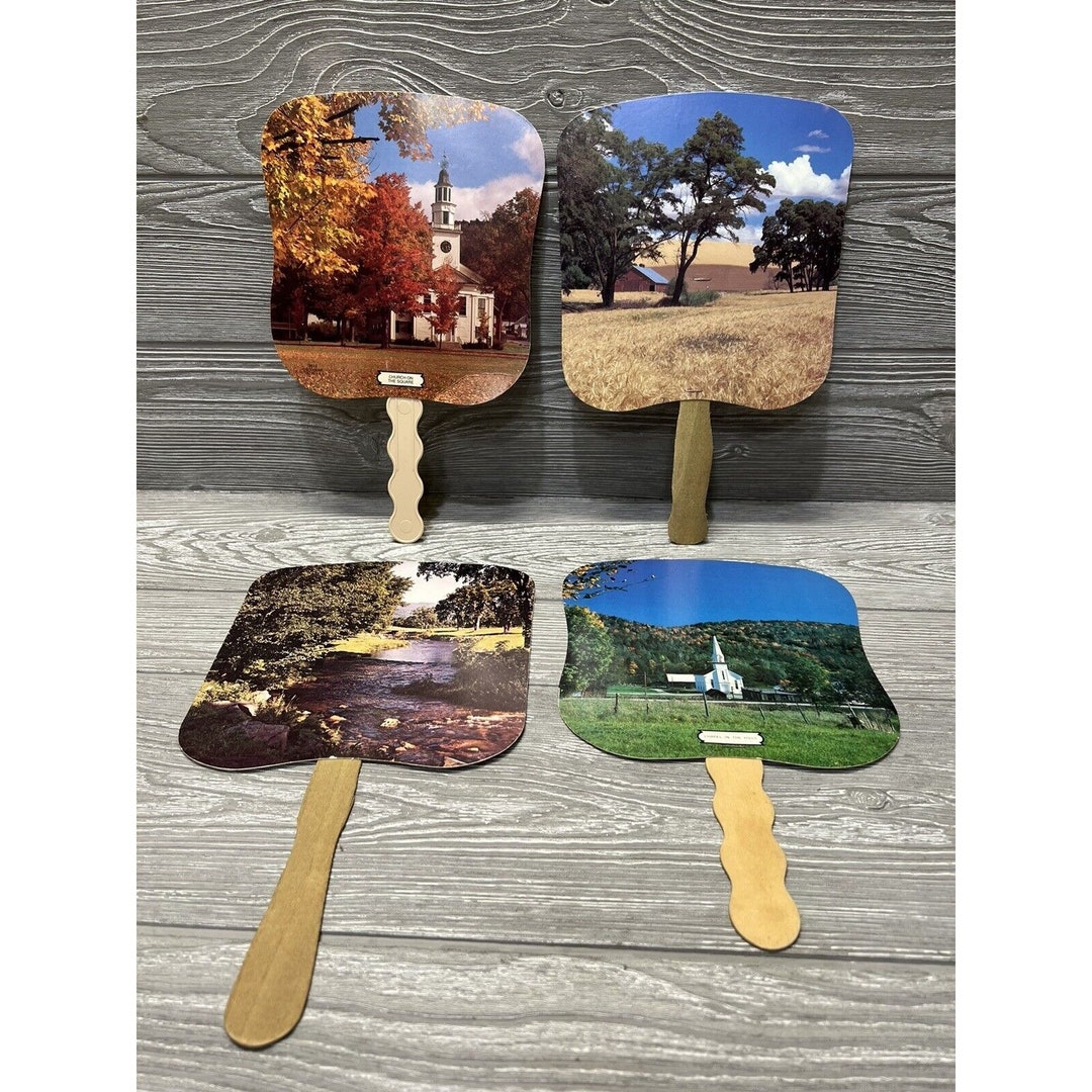 Vintage Paper Hand Held Church Fans Seasons Advertising Federal