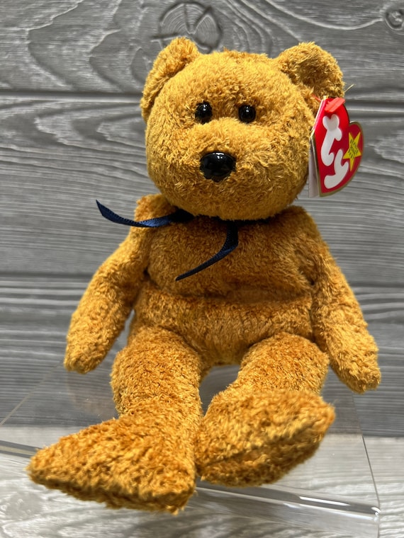 NWT Vintage Ty Beanie Baby Fuzz Brown Fuzzy Teddy Bear, Plush