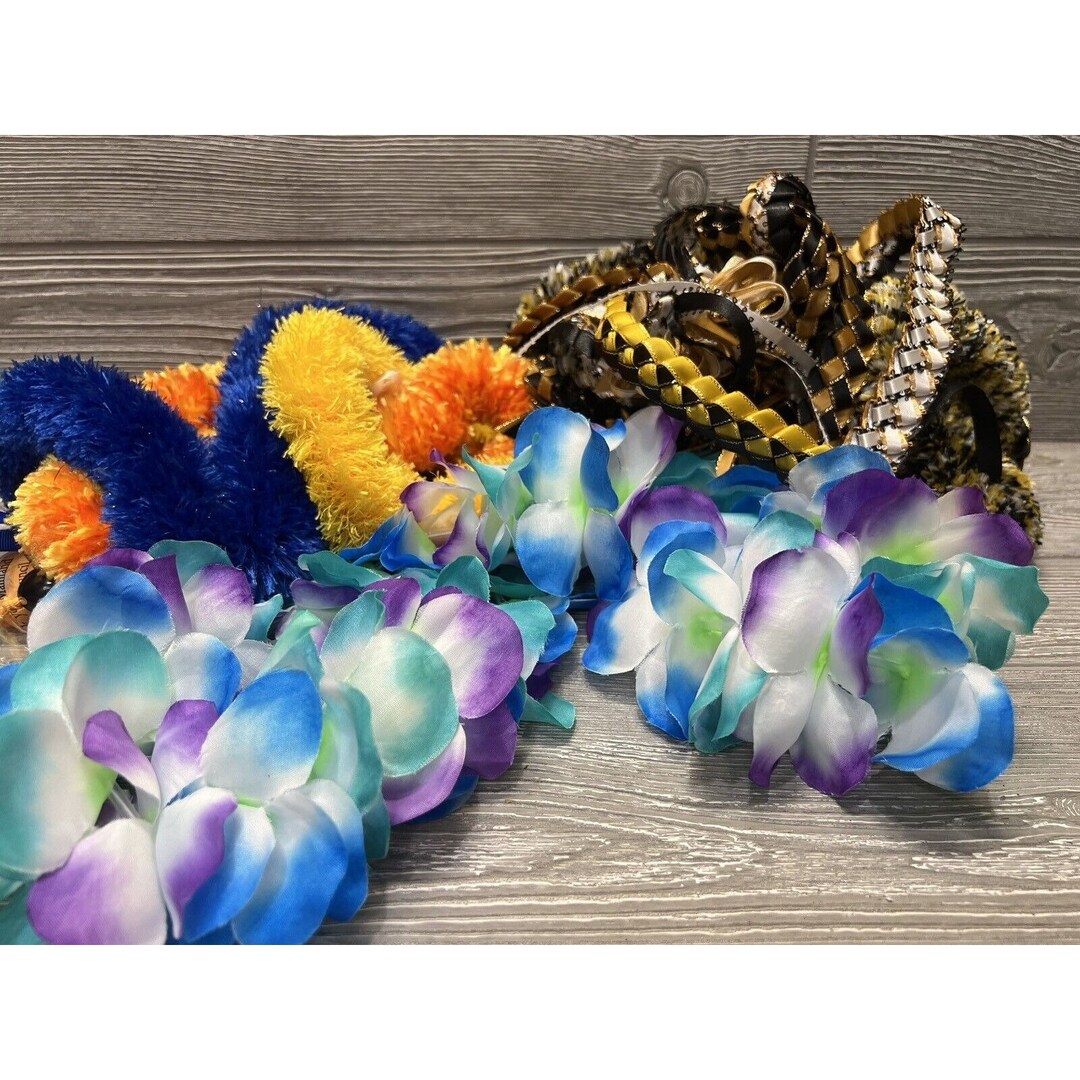 Authentic Hawaiian Lei Necklaces Assorted Mixed Lot of 12 Ribbon