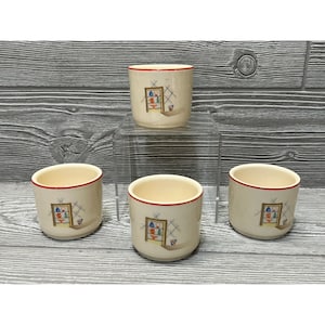 Vintage Universal Pottery Custard Baking Cups Set Of 4 Retro Kitchen 2.25”