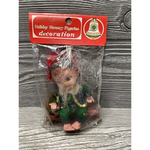 Vintage Commodore Christmas Green Elf NOS Retro Holiday Ornament Decoration