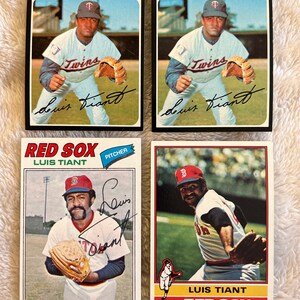 Four 1970s Topps Baseball Luis Tiant Cards Twins Red Sox 