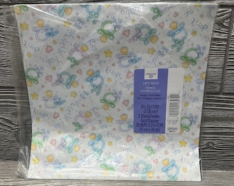 Vintage Ambassador Gift Wrap Hush Little Baby Shower Pastels 2 Sheets NIP