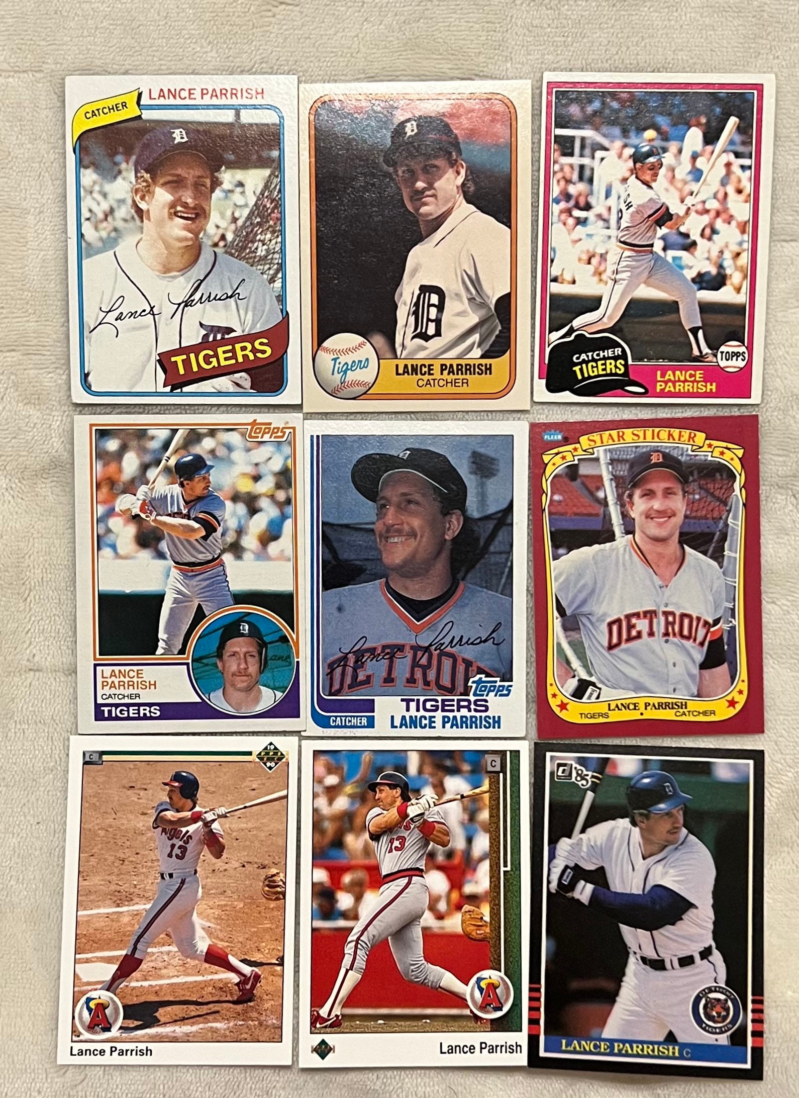 9 Different Lance Parrish Baseball Cards Vintage MLB Detroit 