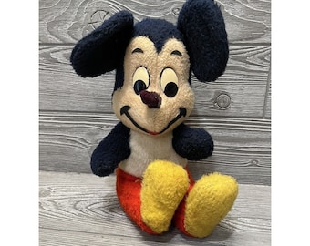 Vintage Mickey Mouse Disney Plush Stuffed Doll 14” Retro Disneyana READ
