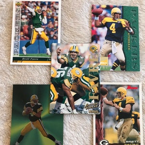 Five Premium Brett Favre Football Cards, Vintage NFL Football Cards