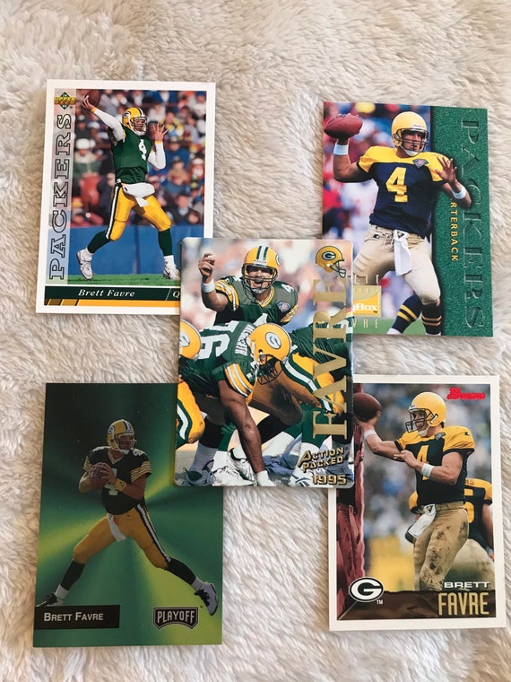Five Premium Brett Favre Football Cards, Vintage NFL Football