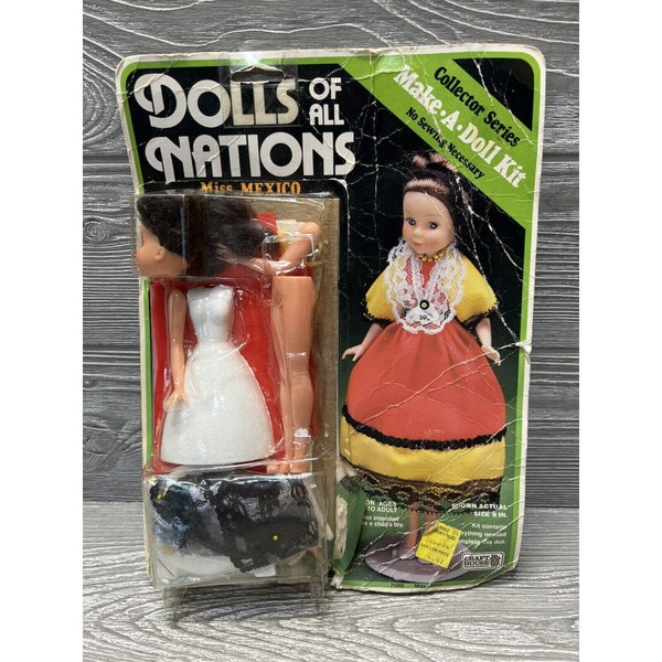 Vtg Craft House Dolls of All Nations Miss Mexico Make A Doll Kit Packaging Wear