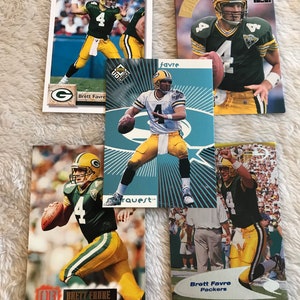 Five Premium Brett Favre Football Cards, Vintage NFL Football Cards