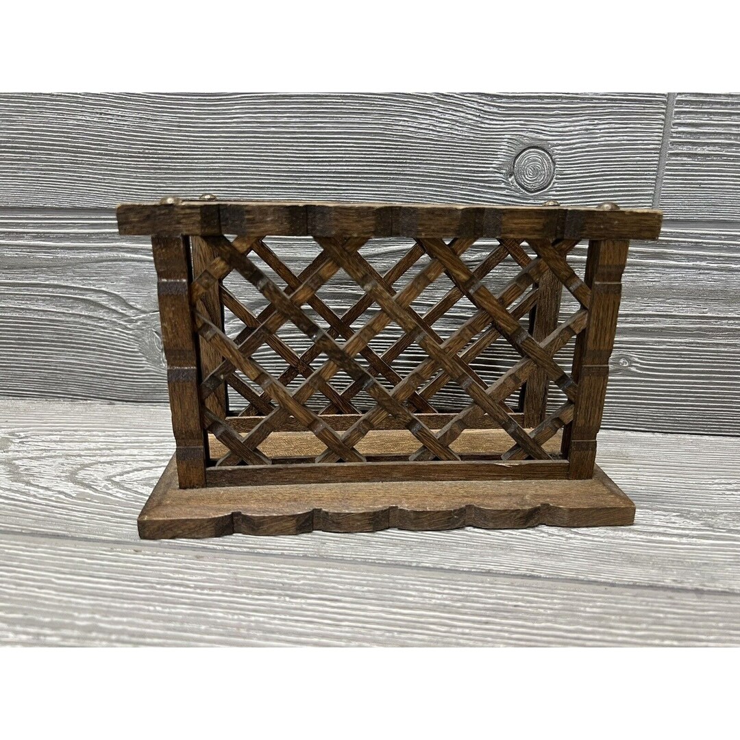 Vintage Himark Japan Wooden Napkin Holder or Desk Organizer Mid Century