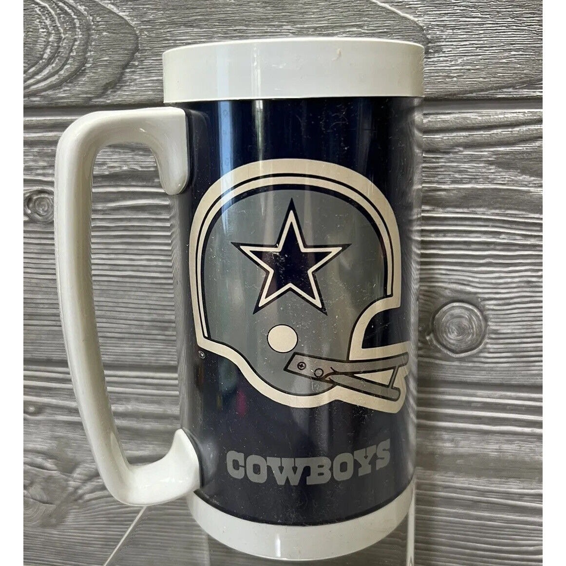 1970's Dallas Cowboys Tall Thermo-serv Thermal Mug Vintage NFL Memorabilia  