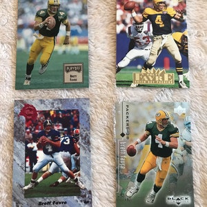 Four Brett Favre Football Cards: Vintage NFL Collection