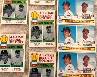 Ten 1979 Topps Baseball Nolan Ryan Cards, Houston Astros, California Angels
