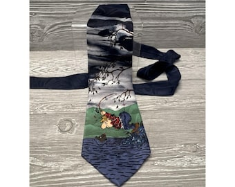 Vintage Balancine Fisherman Hot Cakes Gary Patterson Novelty Tie Necktie Fishing