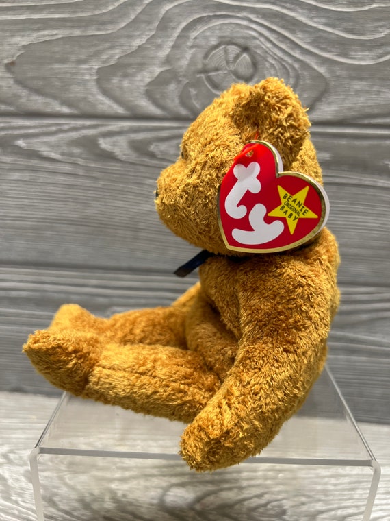 NWT Vintage Ty Beanie Baby Fuzz Brown Fuzzy Teddy Bear, Plush