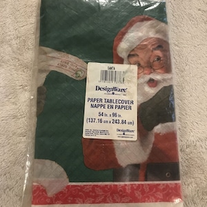 Vintage Designware Santa Claus Paper Tablecloth, New Old Stock, Still in Package, Disposable Tableware