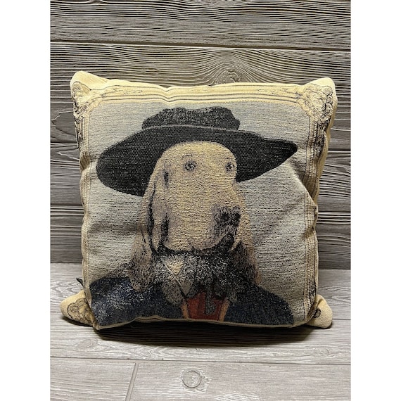 Vintage 1990s Borgata Dog in Military Uniform Portrait Tapestry Throw Pillow 16 Rare Etsy Canada