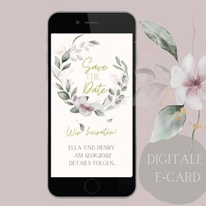 Save The Date E-Card ,Send Individual Card Wedding Invitation via Whatsapp, Digital Save the Date Card,Personalized, Boho 3