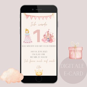 Digital invitation children&#39;s birthday princess girl personalized ecard invitation birthday invitation digital via WhatsApp