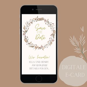Save The Date E-Card,Send Individual Card Wedding Invitation via Whatsapp, Digital Save the Date Card,Personalized, Boho 5